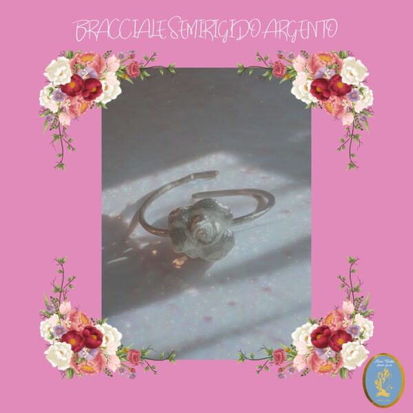Bracciale semirigido con fiore in argento 925