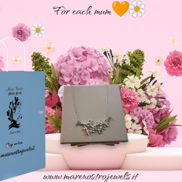 Collana in argento 925 con pendente floreale / 925 Silver Necklace with Floral Pendant