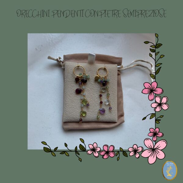 Orecchini pendenti in argento 925 con pietre semi-preziose / 925 silver drop earrings with semi-precious stones