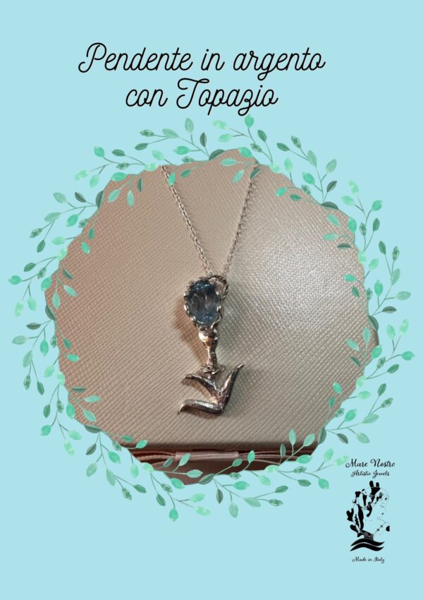 Pendente in argento 925 con topazio con collana /  925 Silver Topaz Pendant with Necklace
