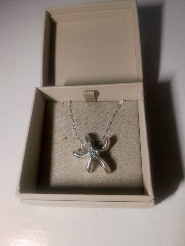 Pendente in argento 925 con acquamarina / 925 silver pendant with acquamarina stone