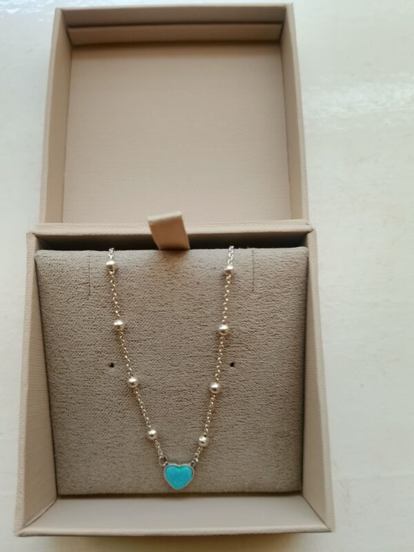 Braccialetto con cuore opale / 925 silver bracelet with ball chain